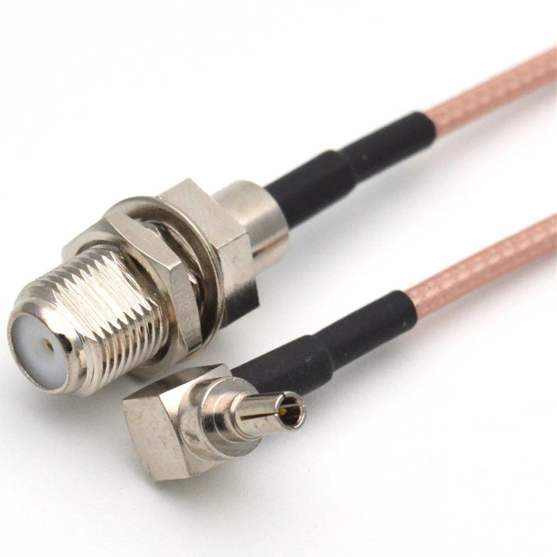 10 Piezas de RF Conector F para CRC9 Cable F Hembra a CRC9 Rightangle RG316 Cable Flexible de 15 cm 3