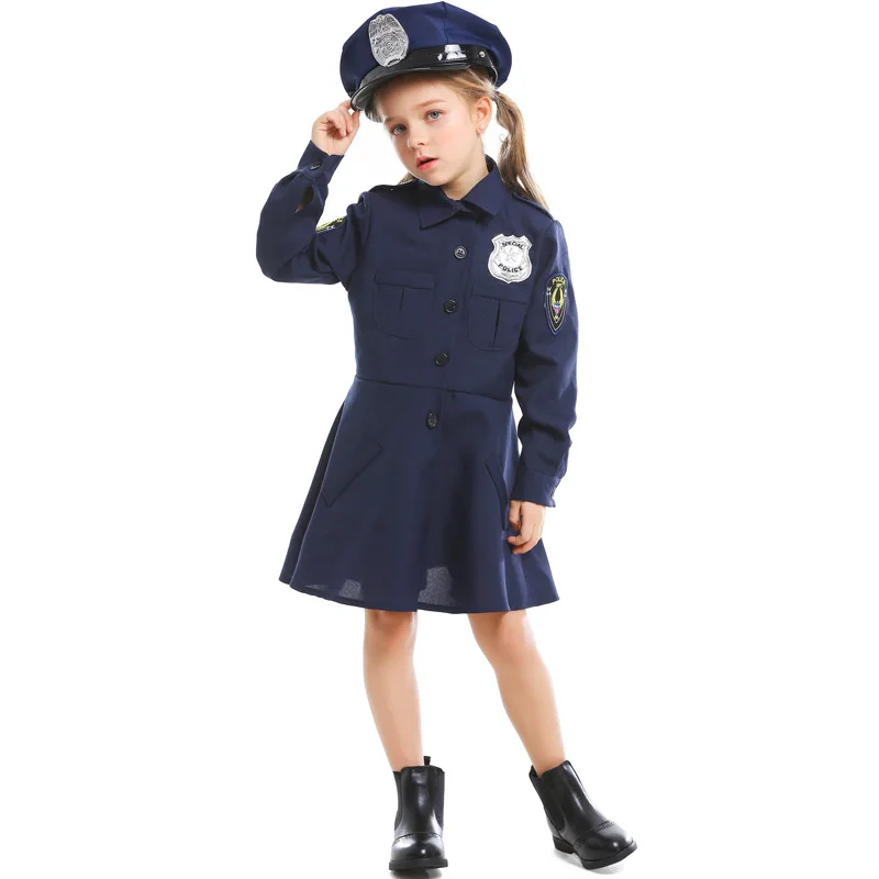 Las niñas oficial de la Policía de traje de cosplay de halloween para niña de Carnaval, disfraces Encantadores de la Policía de Uniforme de las Niñas Slim de la Policía de la Falda 3