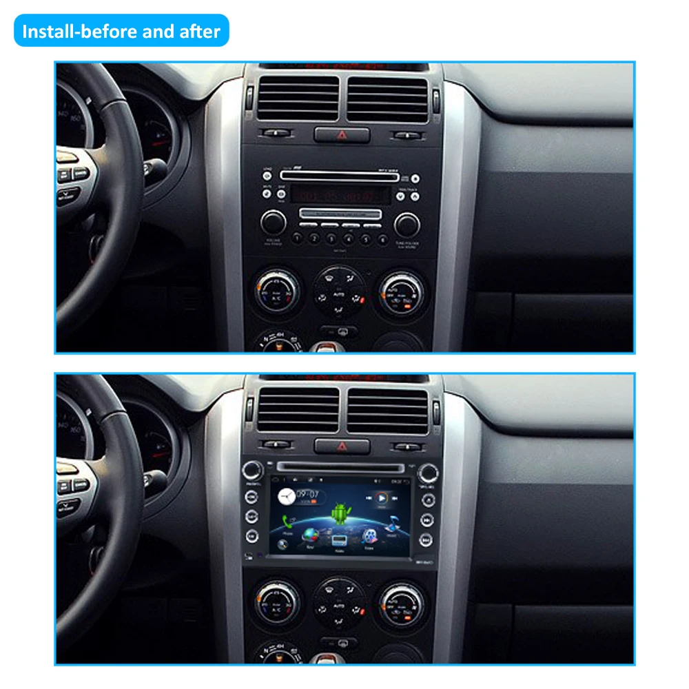 Bosion 2 din android 1024*600 de dvd del coche para suzuki grand vitara multimedia de la radio del coche estéreo gps con volante de control de WIFI 3