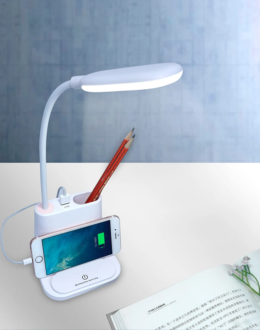 USB Recargable de LED Lámpara de Mesa Toque Powered Lámpara de Escritorio de los niños de los Ojos Protección de la Lectura de la Luz de la Mesilla de Dormitorio, Sala de estar de la Luz 3