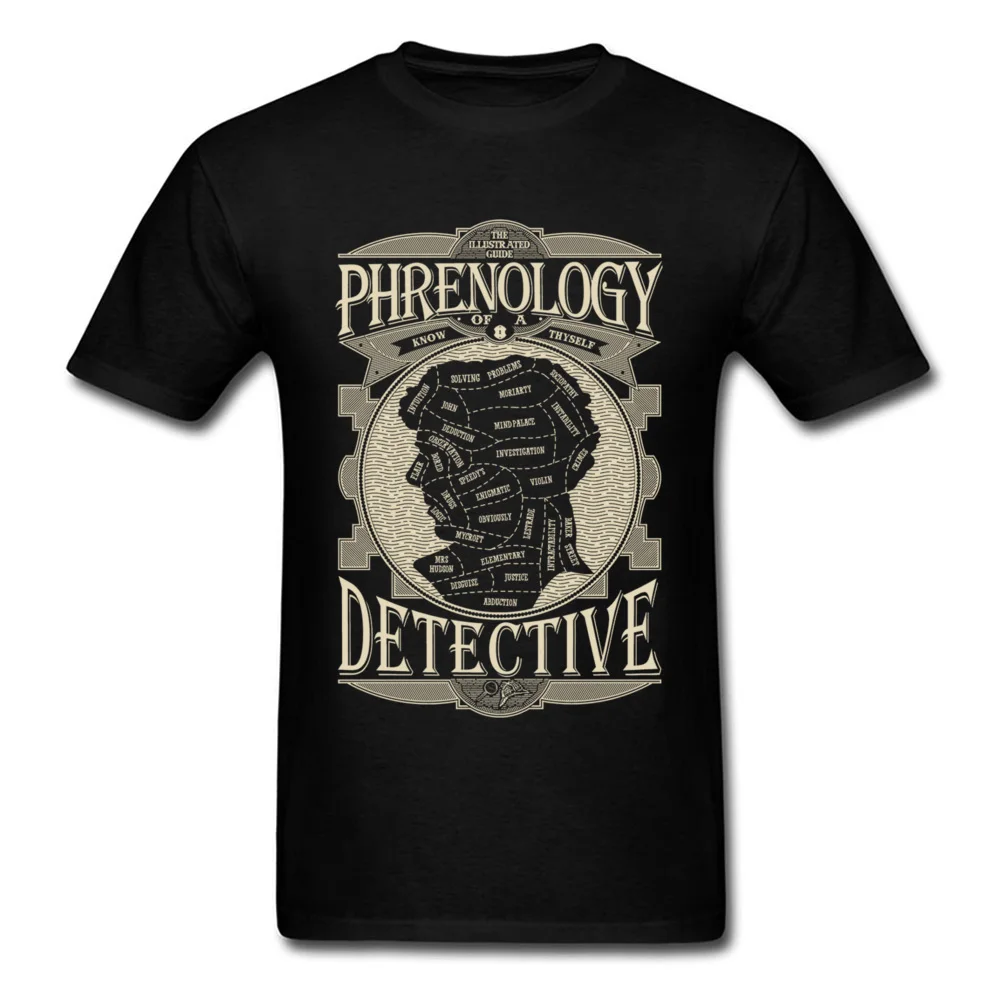 La frenología De Un Detective de la Camiseta de Sherlock Holmes de camiseta de los Hombres de Negro de la Camiseta de Algodón Camiseta Geek Chic Tops Ropa de Verano 3