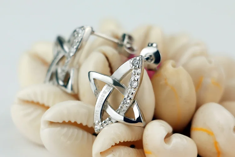 La moda de la personalidad de la plata esterlina 925 aretes de Mujer de plata sólido Geométrico triángulo earringWholesale encanto de la señora de la joyería 3