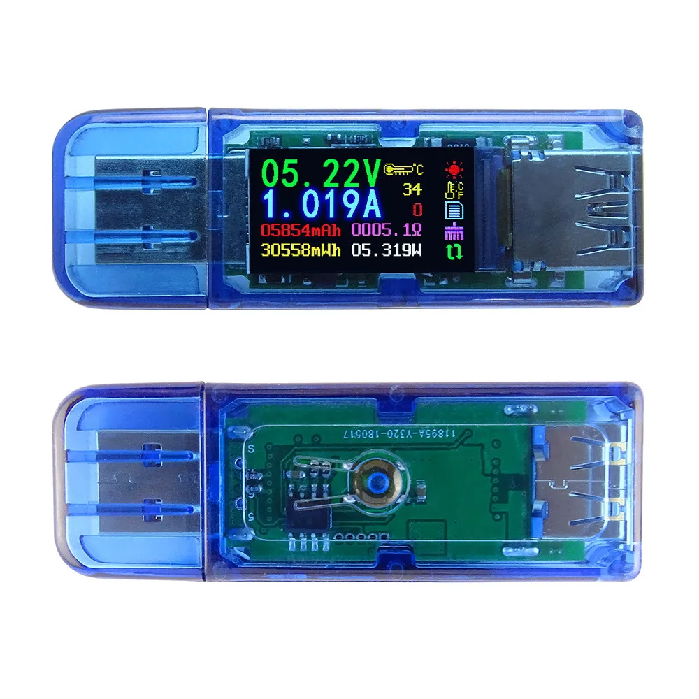AT34 AT35 USB 3.0 pantalla LCD a color de Voltímetro amperímetro de corriente de voltaje medidor de multímetro de carga de la batería del banco de la alimentación por USB del Probador 3