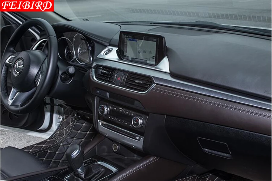 ABS Cromado de Navegación GPS de la Pantalla de Visualización de la Decoración de la Cubierta del Panel de Guarnecido Interior Para Mazda 6 Sedán & Wagon 2016 2017 3
