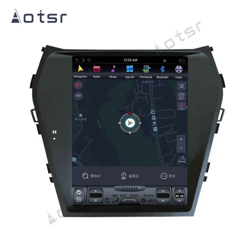 Android 9.0 Tesla Coche GPS Navi multimedia Para Hyundai Santa Fe ix45 2013-2018 auto stereo radio grabadora No DVD jefe de la unidad de 3