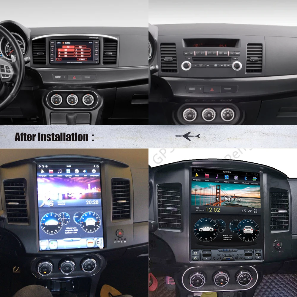 Coche reproductor multimedia Para Mitsubishi Lancer 2007-2017 Radio Estéreo de Audio Tesla Pantalla de Android PX6 autoradio GPS Navi reproductor de DVD 3