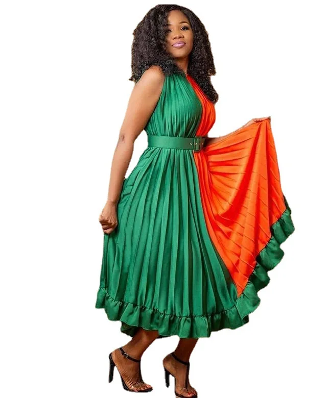 Estampados Africanos Vestidos Para Las Mujeres Vestido De 2021 Dashiki Patchwork Plisado Africanos Vestidos Más El Tamaño De África Ropa Traje De Navidad 3