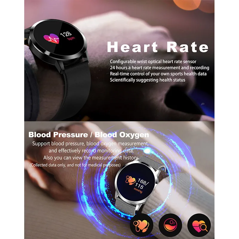 Gimnasio Smart Watch Hombres Mujer OLED Pantalla del Monitor de Frecuencia Cardiaca Presión Arterial Toque Podómetro de la Salud del Deporte del Reloj Para Android IOS 3