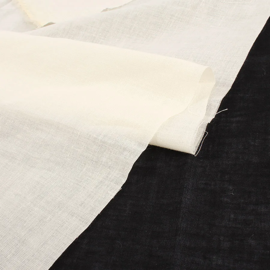 Puro algodón forro de tela de peso ligero blando y delgado del color sólido de algodón peinado material blanco negro por el patio 3