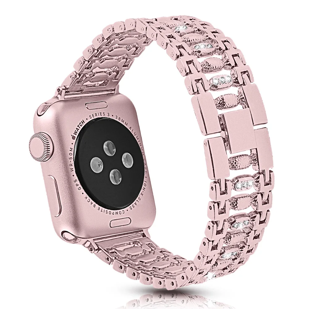 Nuevo Diseño de las Mujeres del Diamante del Metal de la Pulsera para el Apple Watch SE de Banda de la Serie 6 5 4 3 2 Correa de Muñeca para el iWatch de 40 mm, de 44 mm 38 mm 42 mm de Correa 3