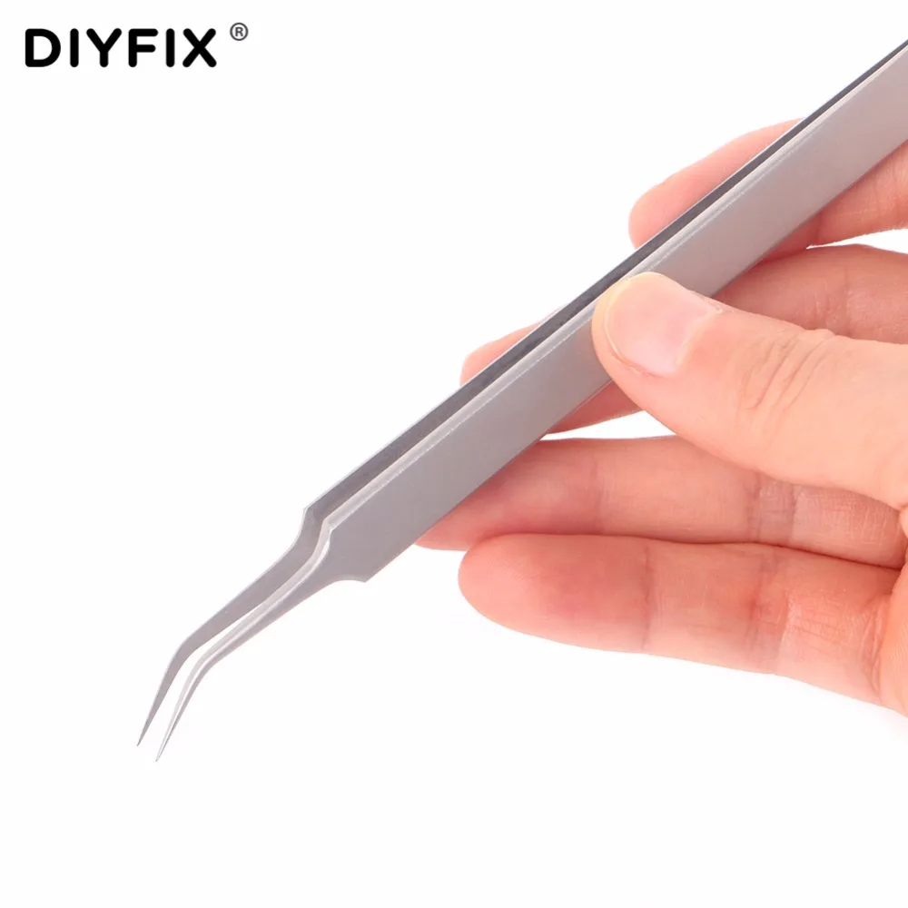 DIYFIX Ultra Precisión Pinzas de Acero Inoxidable Curvado Pinzas Alicates con Punta Fina 3