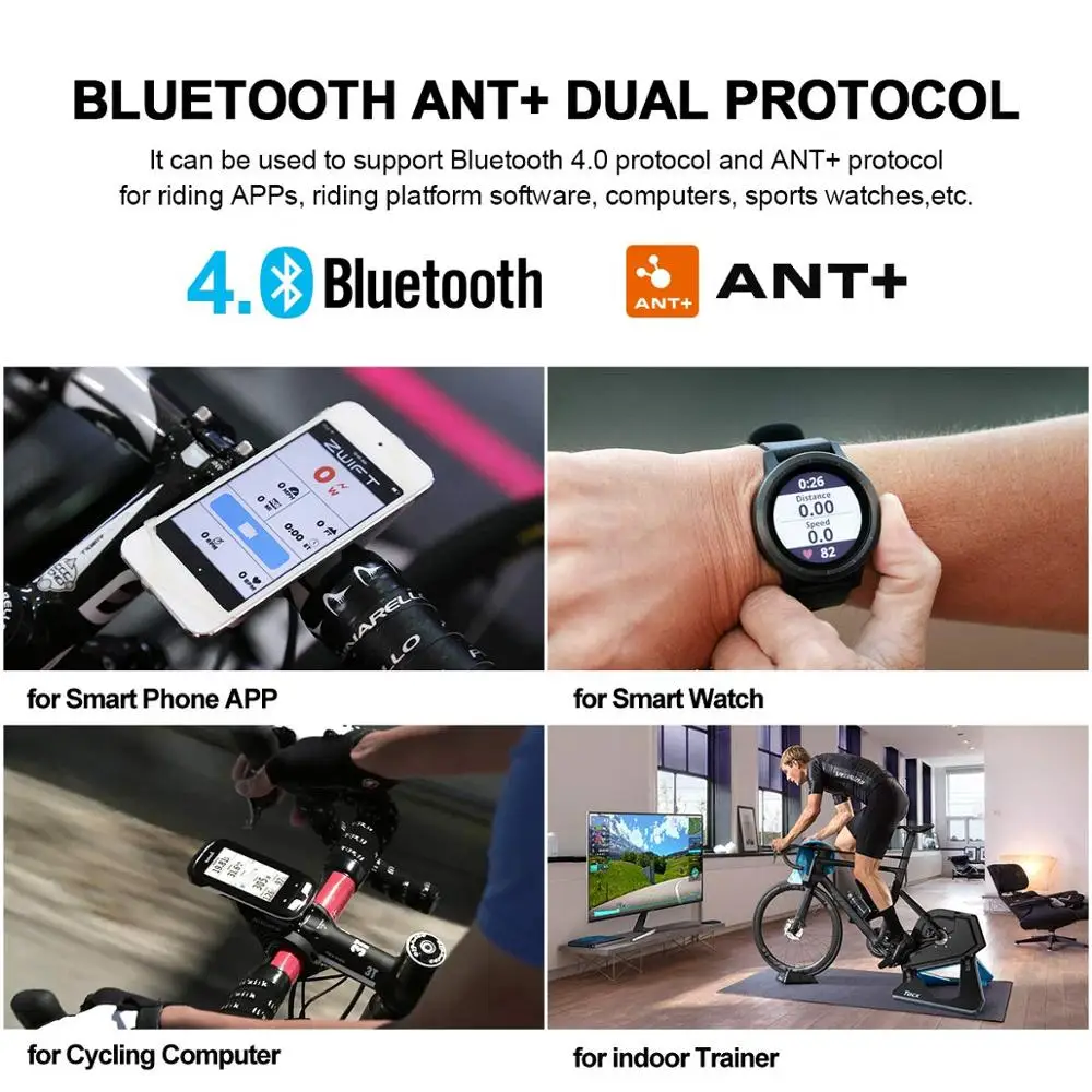 Ordenador de bicicleta de Ciclismo Sensor de Cadencia ANT+ Sensor de Bicicleta velocímetro Velocidad, Sensor de Cadencia Bluetooth compatible con garmin bryton 3