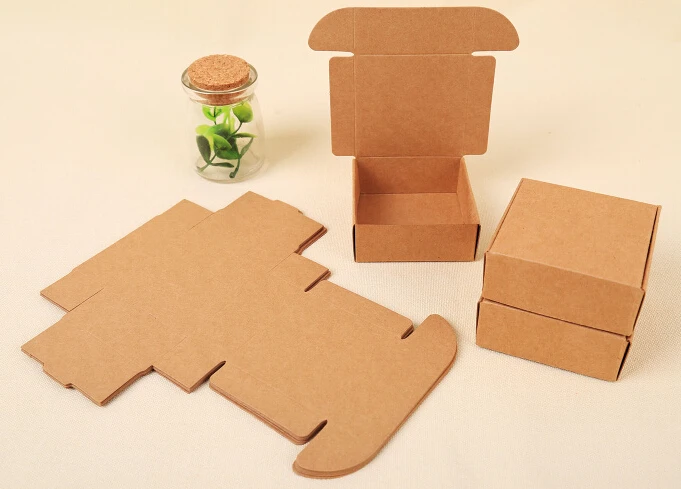 50pcs Pequeño de papel de Kraft de regalo caja de embalaje,kraft cartón hecho a mano jabón bombonera,personalizada nave de papel caja de regalo 3