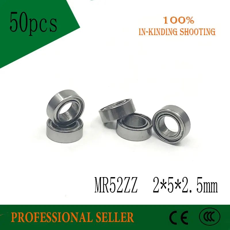 50PCS MR52ZZ 2X5X2.5mm P6 ABEC-3 Miniatura Cojinetes de rodamiento MR52ZZ 2*5*2.5 mm 3