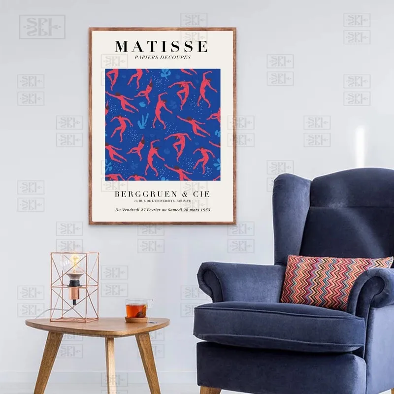 Henri Matisse Arte Abstracto Pintura Imprime Rojo Azul Collage De Recortes De Figuras Ilustración Cartel De La Imagen De La Lona De La Galería De Arte De La Pared Decoración 3