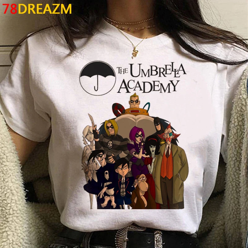 De nuevo El Paraguas de la Academia de la Camiseta de las Mujeres Kawaii Diego Funny T-shirt Cha-Cha Gráfico Camisetas de Mujer de Moda Unisex Camiseta Mujer 3