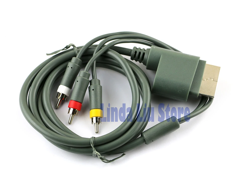 ChengChengDianWan 10pcs/lot xbox360 xbox 360 Chapado en Oro Cable de AV Compuesto de Alta Definición de 3 RCA cable óptico Cable 3