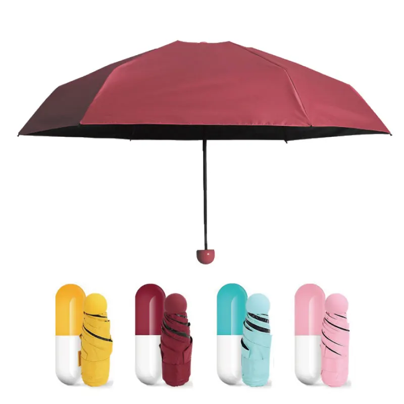 De la moda las Mujeres los hombres portátil mini pocket Sombrilla Anti-UV a prueba de viento pequeño Plegable impermeable viajar ligero de Paraguas 3