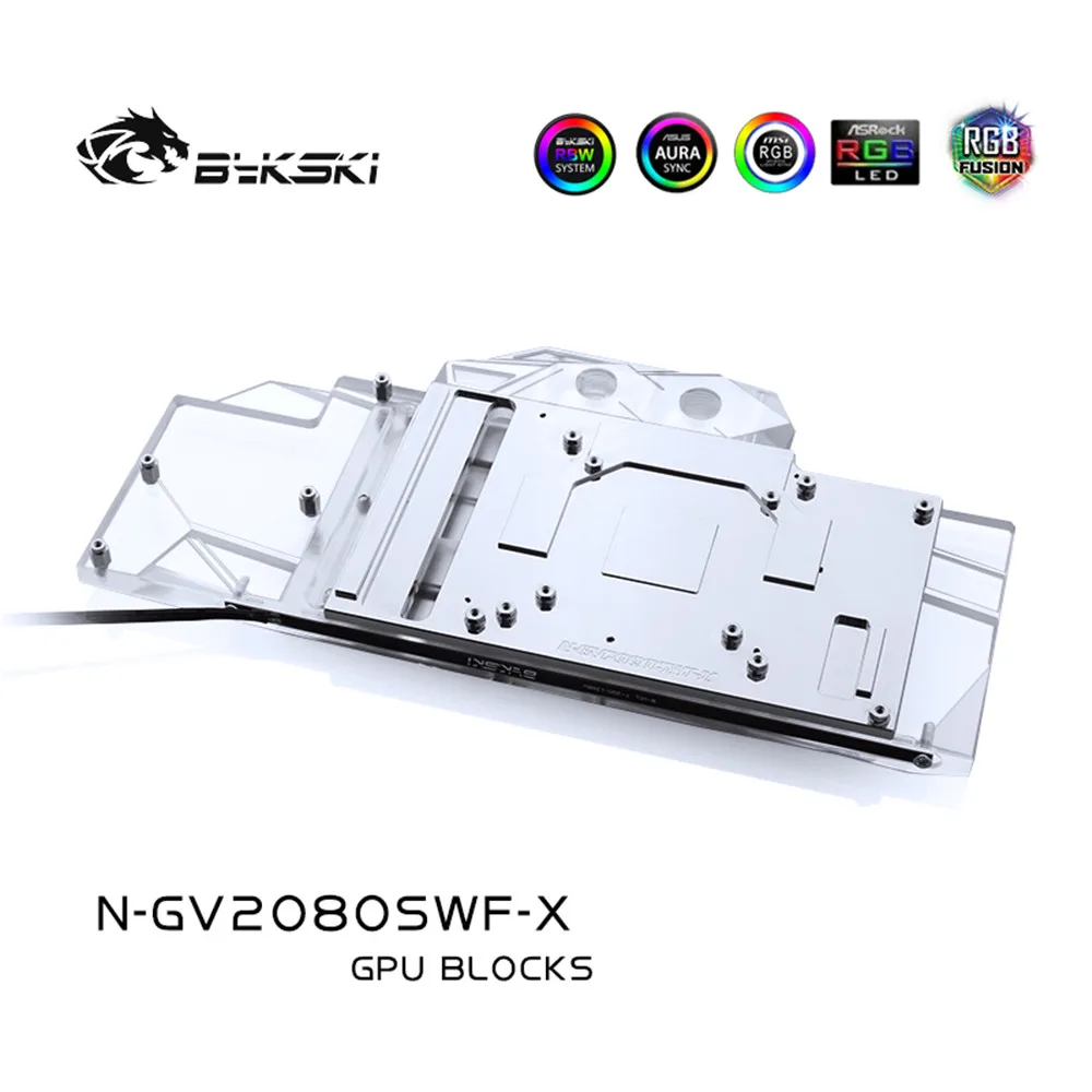Bykski GPU Bloque de Agua de Cobertura Completa de Bloque Para Gigabyte RTX2080/2070 Super WINDFORCE VGA de Socialización del Disipador de calor del RGB N-GV2080SWF-X 3