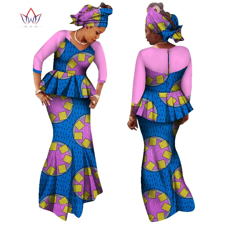 África Conjunto de Falda para las Mujeres Dashiki Top y Falda de África ropa Bazin Más el Tamaño de la Tradicional Africana Ropa WY1325 3