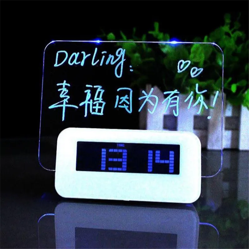 Fluorescente LED Message Board Multifunción Reloj despertador Digital Perezoso Estudiante de Música Creativa de la Alarma del Reloj el Día de san Valentín Regalos 3