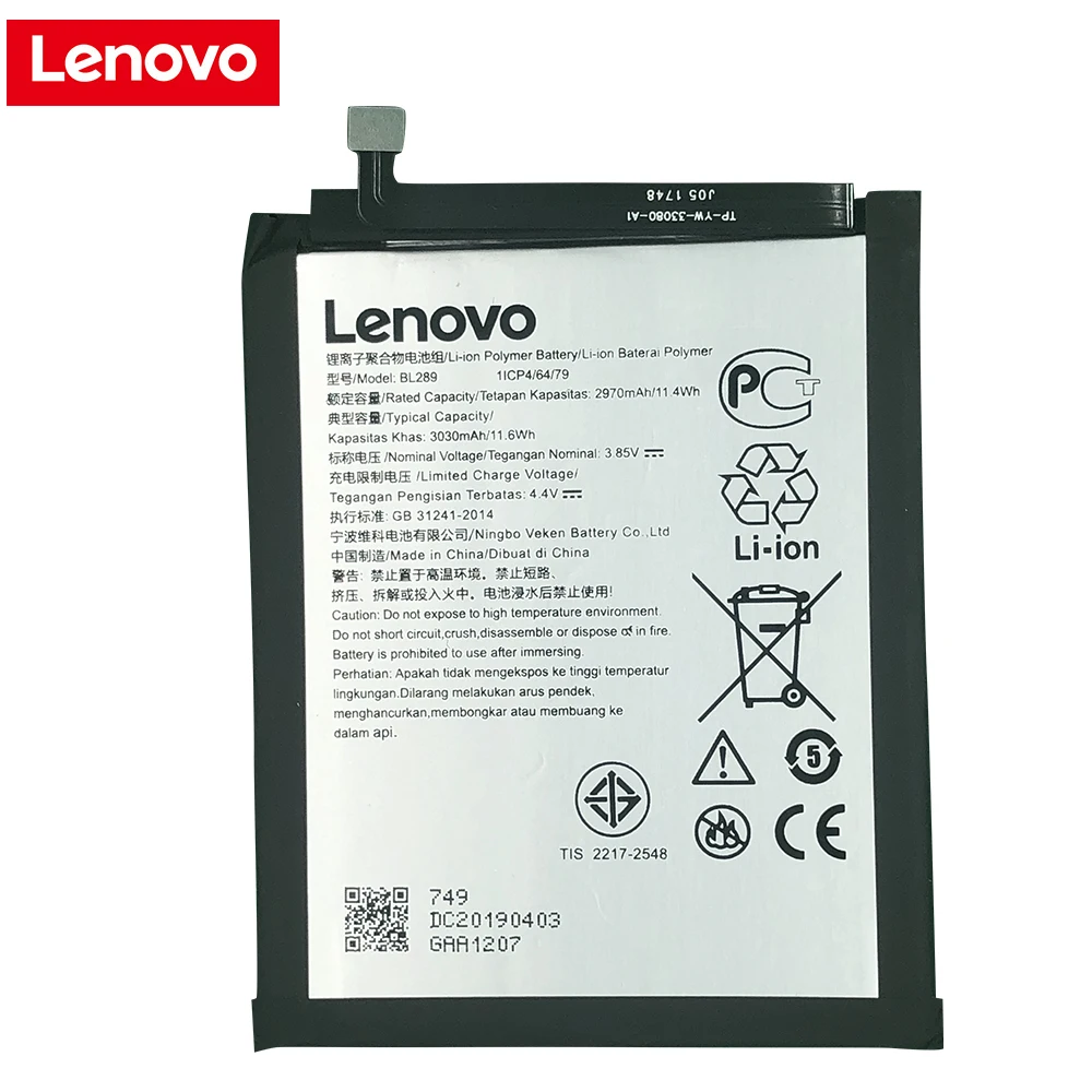 Nuevo original BL289 para Lenovo K5 Jugar BL289 3030mAh de la batería con herramientas de Regalos 3