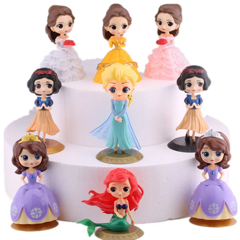 Disney Elsa de Nieve Blanca Sofía de la campana de la Princesa Sirena de la Princesa de decoración de Pastel de muñeca cumpleaños de bicarbonato de recogida de juguetes 3