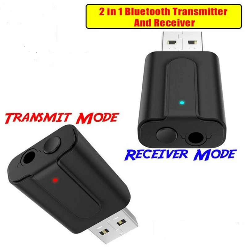 Dos En Uno Bluetooth 5.1 USB Bluetooth Transmisor Y el Receptor de Televisión, Equipo de Audio Inalámbrico Bluetooth USB, Adaptadores de 3