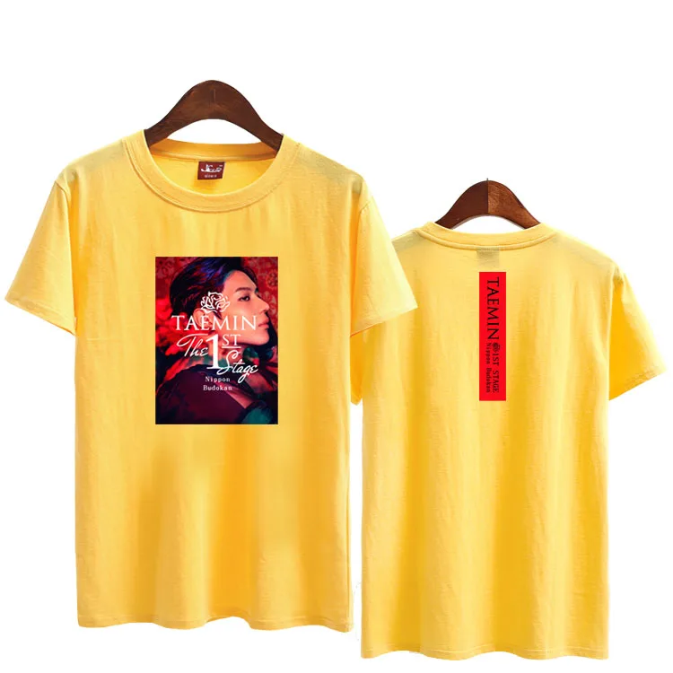 Estilo de verano shinee taemin la primera etapa de conciertos misma impresión o de cuello de manga corta t shirt unisex kpop suelta la camiseta 3