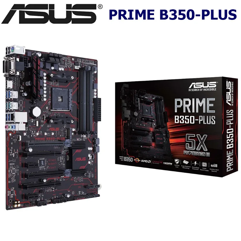 AM4 NUEVA Asus PRIME B350-PLUS de la Placa base AMD B350 DDR4 64 GB, PCI-E 3.0 M. 2 Escritorio B350 Placa base de CPU AMD Ryzen Socket AM4 3