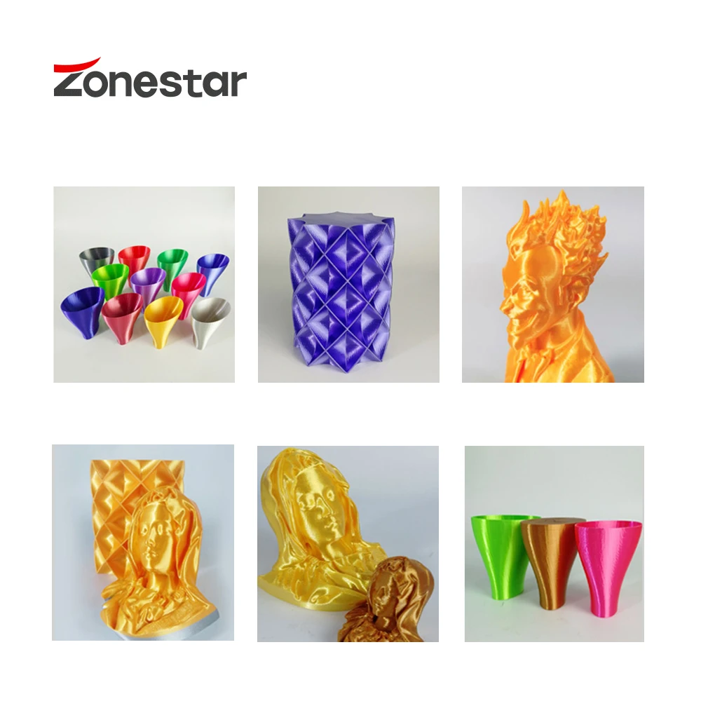 La seda PLA de 1,75 mm de Seda de Alta Calidad, 3D, Filamento de la Impresora Consumibles de Hilo de varios Colores de Filamentos de 1 KG/Rollo de 1KG/Spool ZONESTAR 3