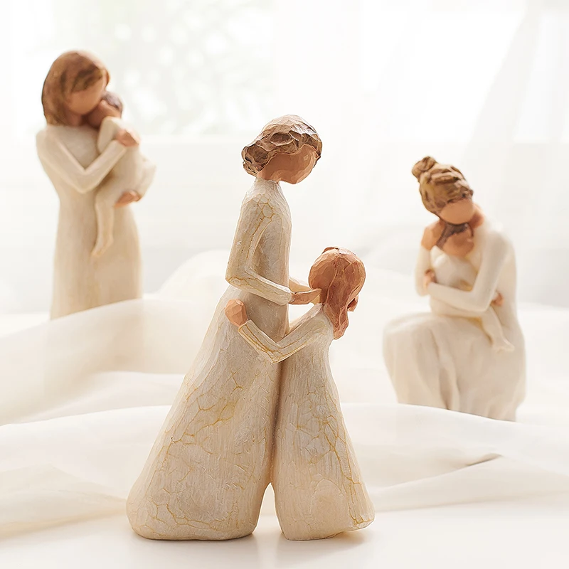 La pascua figuritas de decoración del hogar accesorios para la sala de estar moderna decoración de estilo Nórdico amor de la familia figura artesanías de regalo 3