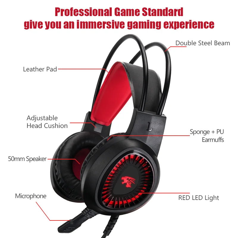 Nuevo Auricular para Juegos de PS4 con Micrófono de 3,5 mm USB wied Juego de Auriculares con LED Rojo para Computadora Gamer 3