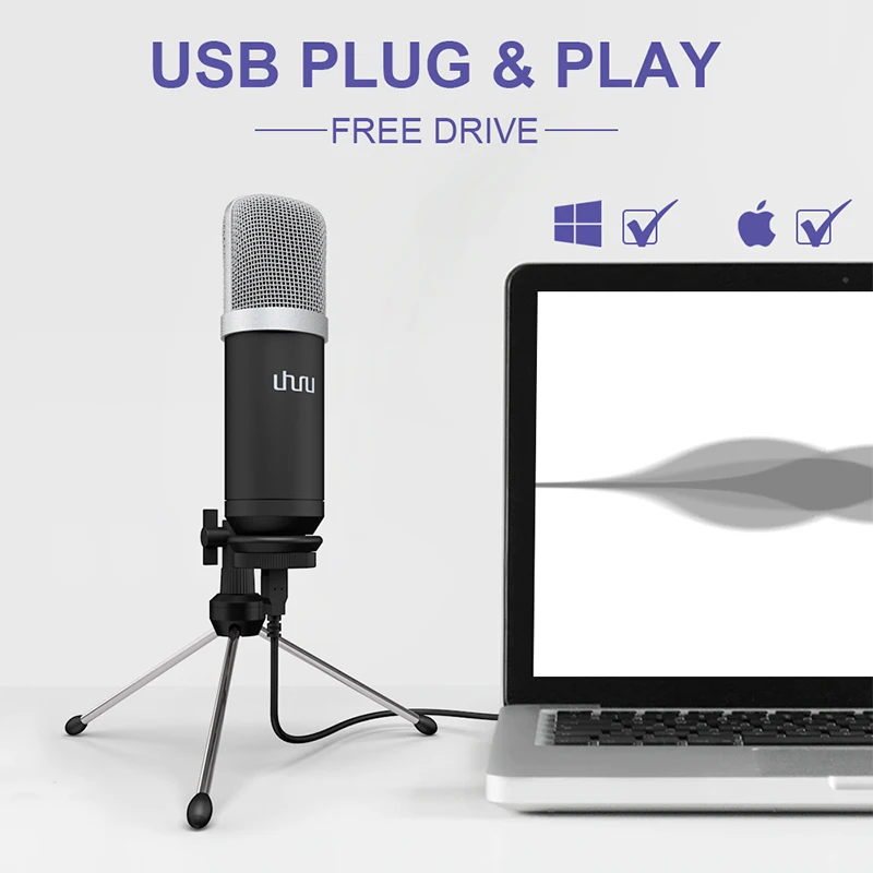 UHURU UM960 Micrófono USB de 192kHz/24bit Profesional Podcast Microfono de Condensador de Micrófono Con base de Trípode para el Equipo de Youtube 3