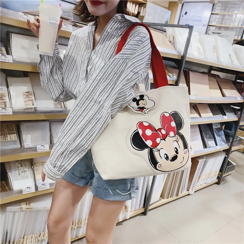Disney nueva gran bolso de la mujer de la bolsa de 2019 lindo de dibujos animados de Mickey de la capacidad grande del bolso de la chica de hombro de la lona bolso bolsos bolso 3