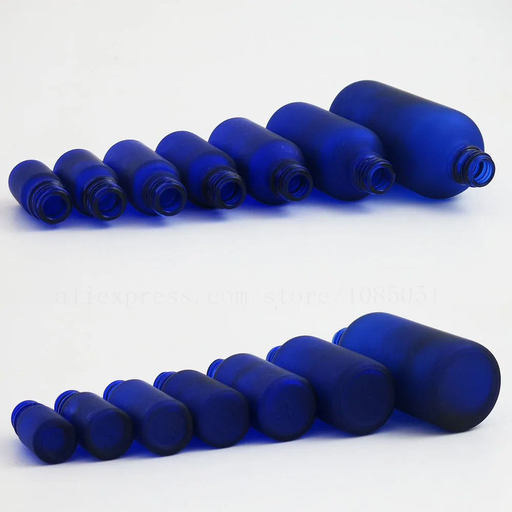 20 x Azul Cobalto Opalino Botella de Vidrio de 5 10 15 20 30 50 100 ml Envase Cosmético con precinto de la tapa superior de viajes botella vacía vial 3