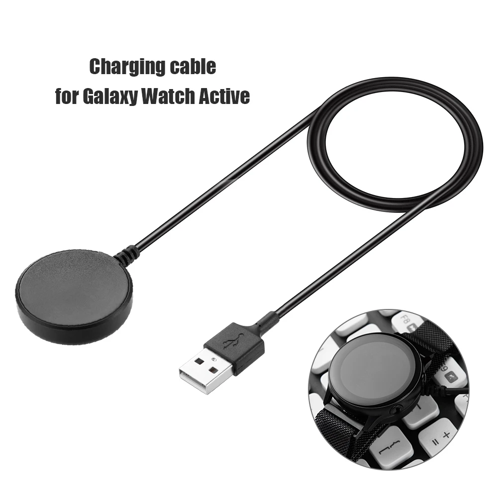 Cargador para Samsung Galaxy Reloj Activo SM-R500 Smartwatch 1m Cable de Carga USB Reloj Inteligente de Carga Inalámbrica, Cable 3