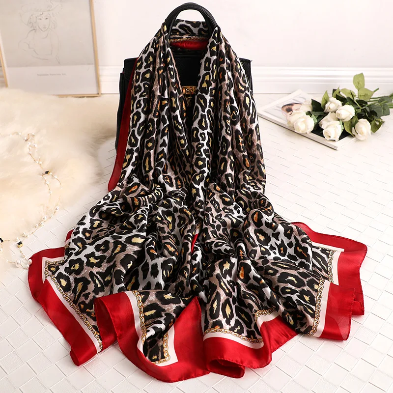 2020 las nuevas mujeres de la bufanda de verano chales y abrigos de leopardo de impresión de seda hiyab bufandas de las señoras pashmina foulard femme estolas 3