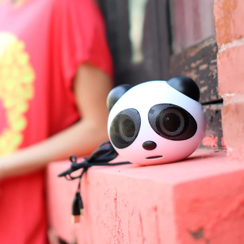 Mini Portátil de Panda Altavoces de Viaje con 3.5 mm de Audio USB, Enchufe, equipo de alta fidelidad de Sonido, Altavoces Multimedia para Ordenador Portátil 3