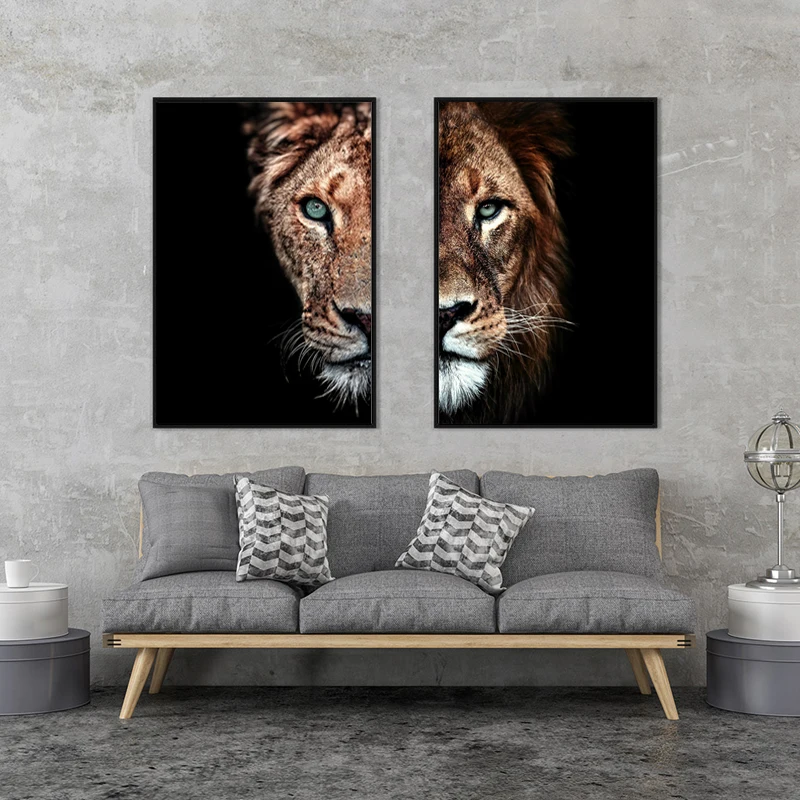 El león y la leona Lienzo Pinturas En La Pared de Arte Moderno Decorativo Posters Y las Impresiones de la Lona de Arte Fotos de Animales por Habitación 3