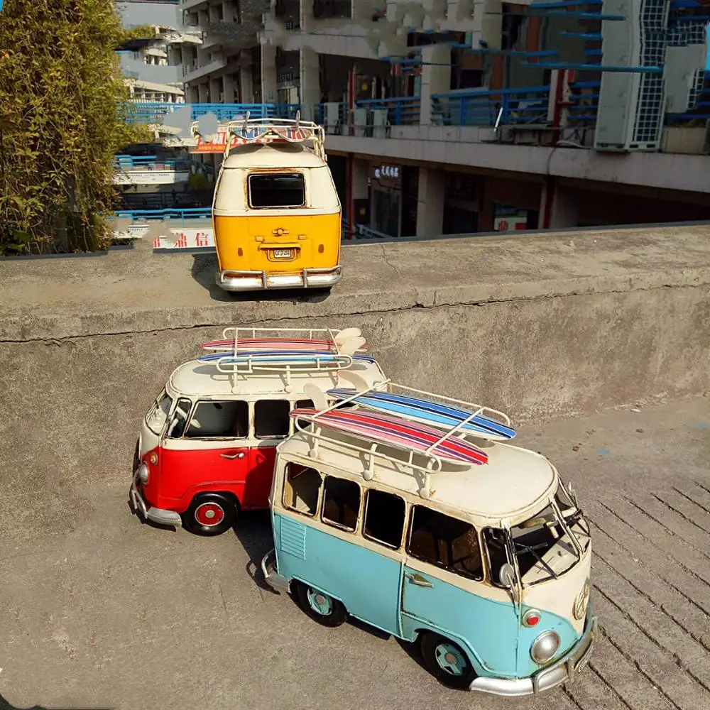 La vieja Mano de hierro retro antiguo autobús público patineta surf bus modelo de coche de la decoración de la ventana de la tienda de la colección de joyas 3