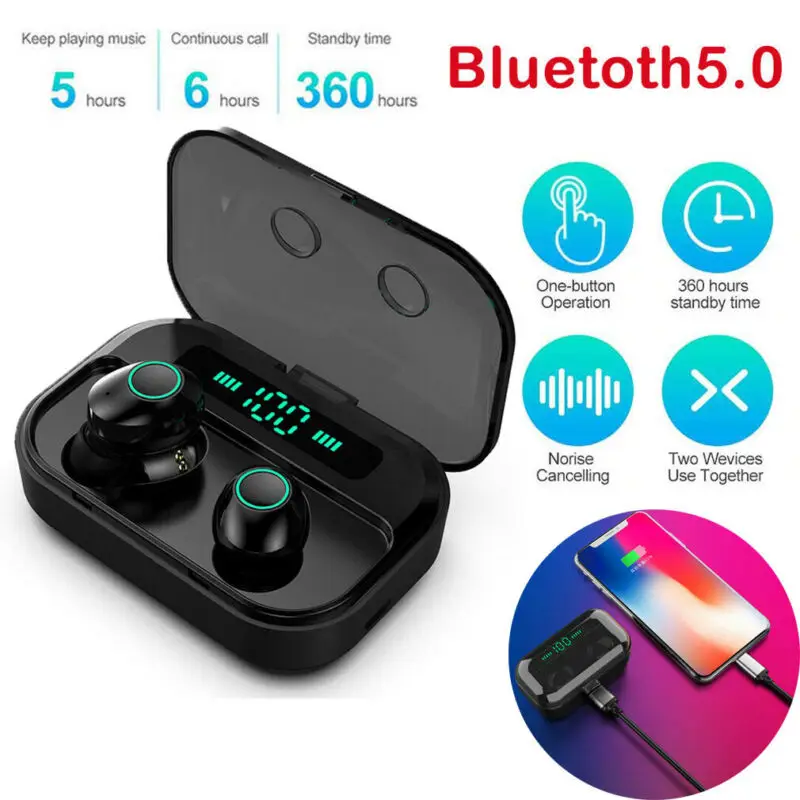 M7 de Energía del LED Digital de la Pantalla TWS Bluetooth 5.0 Inalámbrico de Auriculares Estéreo de Auriculares Sport Auriculares Auriculares Bluetooth Auriculares 3