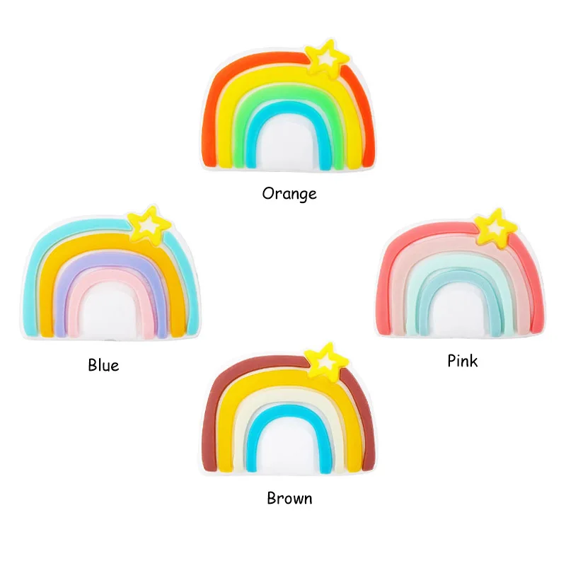 Chenkai 10PCS arco iris de Estrellas de Bebé de Silicona DIY Bebé Chupete Chupete de Enfermería Chupadero Sensorial Juguetes Accesorios de calidad Alimentaria 3