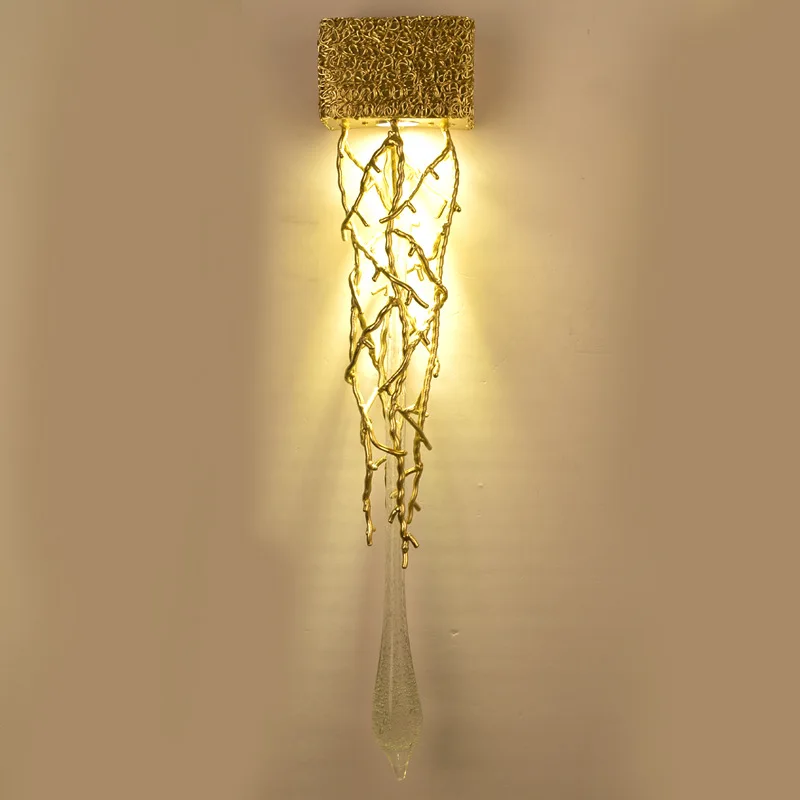 Posmoderno creativo de aluminio de la pared de cristal de la lámpara del pasillo de la pared de fondo de la escalera de la mesilla de pared de la sala de la lámpara de la muestra lámpara de pared 3