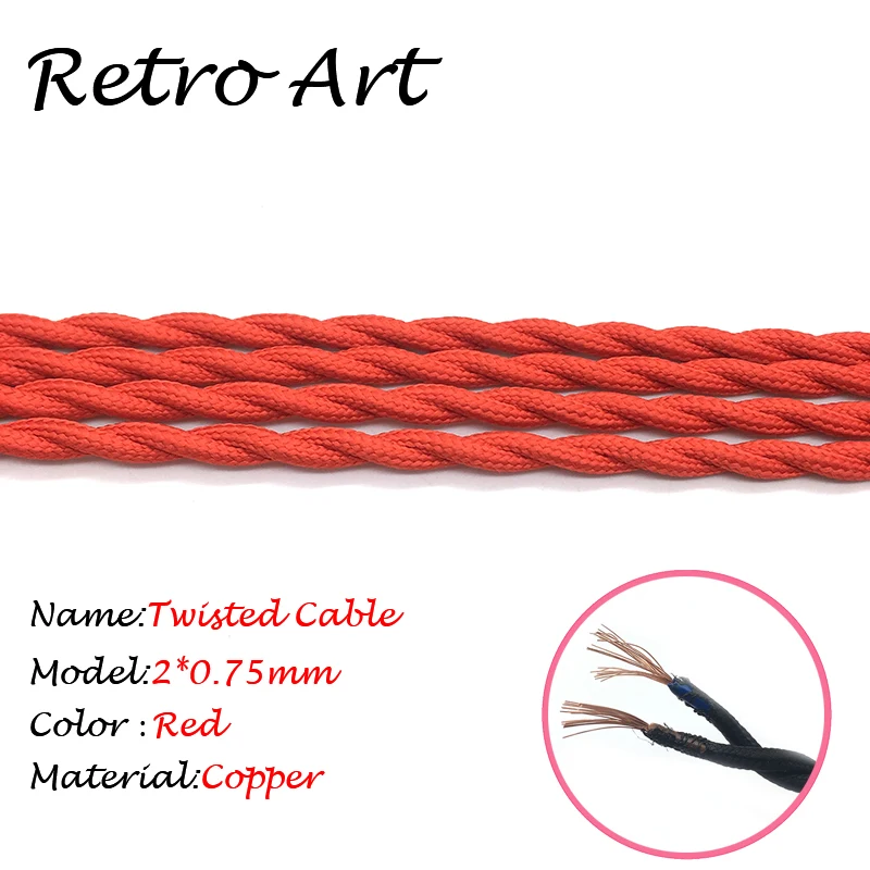 Vintage textil cable de la lámpara de edison estilo de cable trenzado decorativo de tela de alambre eléctrico 3
