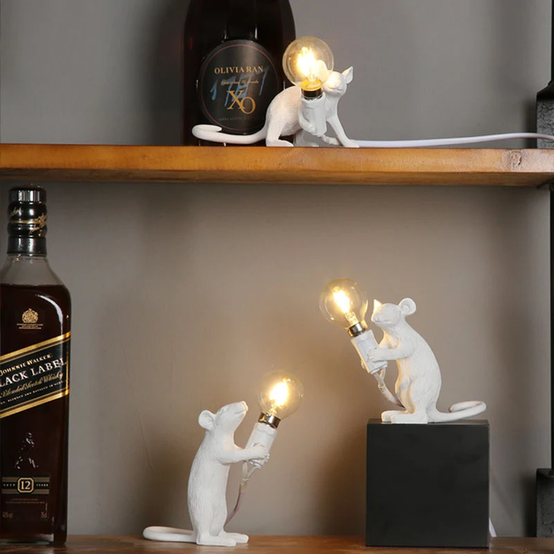ASCELINA Moderna de la Resina del Ratón Lámpara de Mesa LED E12 ratón Lámparas de Mesa Escritorio Nórdicos Niños Decoración de la Habitación de LED de Luces de la Noche EU/AU/US/UK Plug 3
