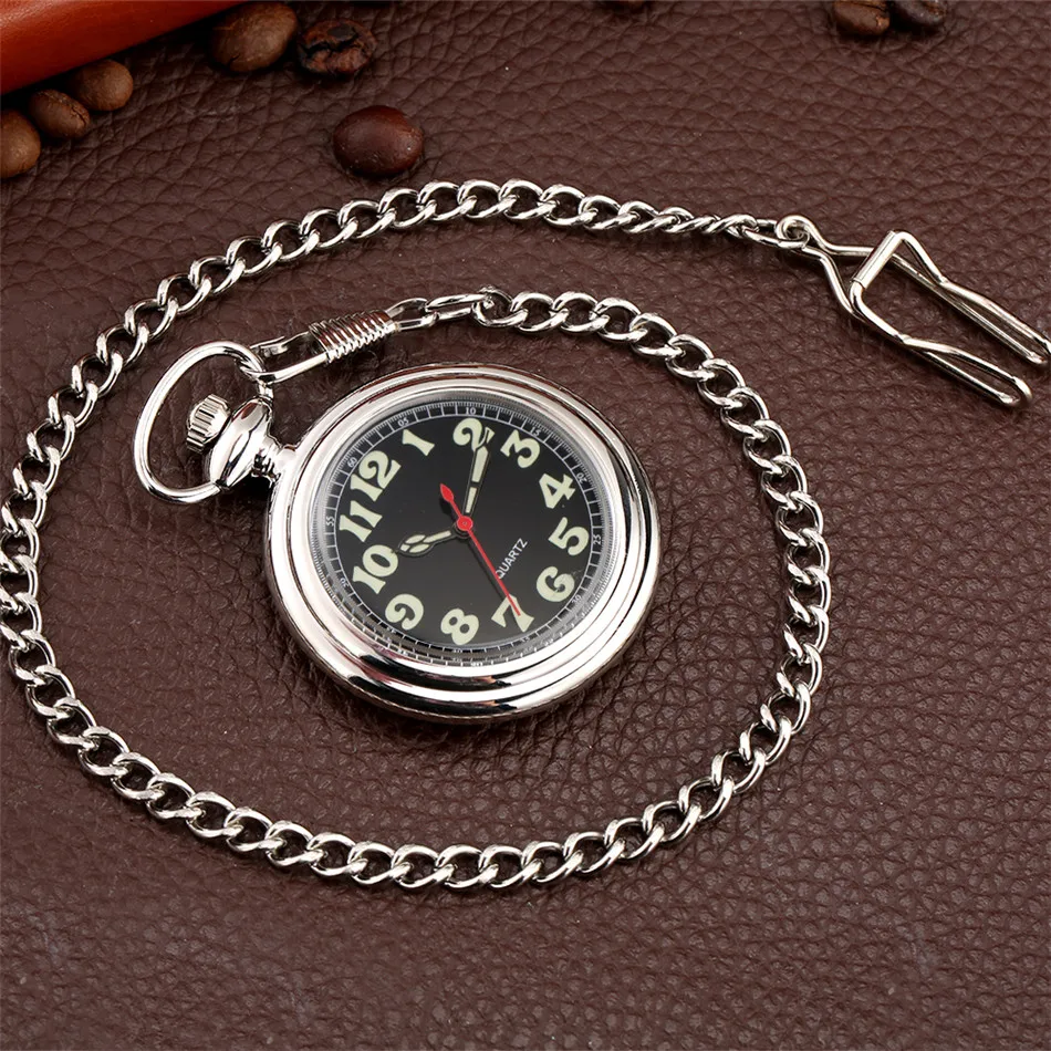 Luminoso Números Arábigos Vintage Reloj De Bolsillo De Cuarzo Llavero De Bolsillo De La Cadena De Frío Colgante De La Joyería Reloj De Regalos Hombres, Mujeres Y Niños 3