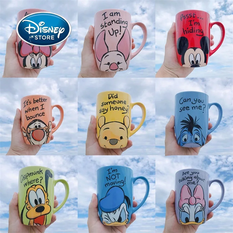Disney 550 ml de Mickey Mouse de Cerámica Taza de Pareja Taza de Leche Tazas de Café Winnie The Pooh Tazas de Desayuno de Gran Capacidad en Tazas Con Cuchara 3