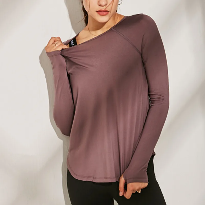 Otoño de ropa de Gimnasio Transpirable ropa de deporte Mujer Camiseta Top de Yoga de secado Rápido con Camisa Gimnasio Sport Camiseta de manga Larga 3
