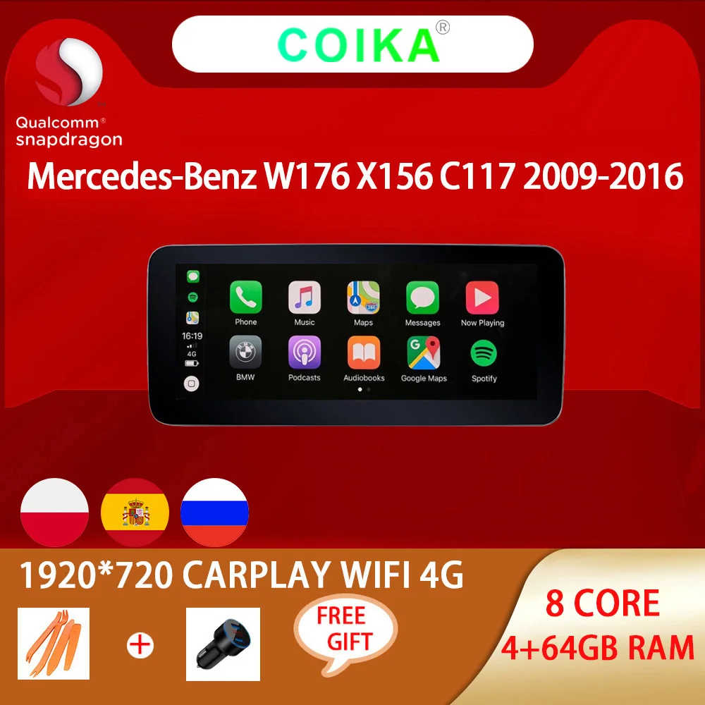 8 Core Android 10 Sistema de GPS del Coche de Navegación Estéreo Para Mercedes Benz GLA W176 X156 C117 WIFI 4G Carplay 4+64GB 1920*720 Multimedia 3